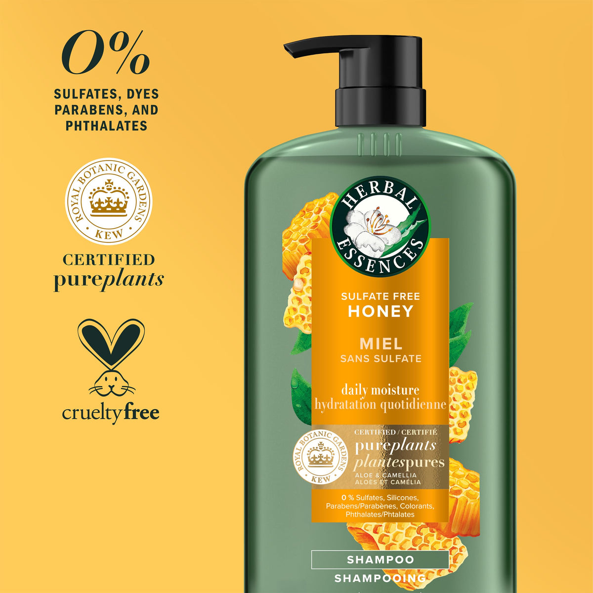 Herbal Essences bottle in hand demonstrating 33.8 oz size and convenience