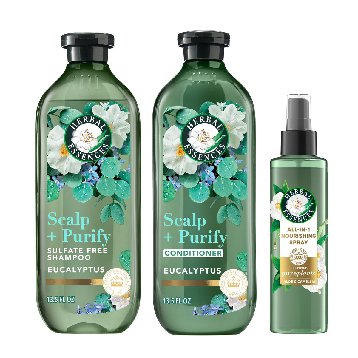 Herbal Essences trio front packaging showing set and refreshing benefit
