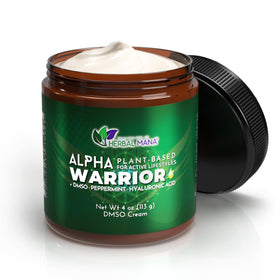 Herbal Mana Alpha Warrior front view showing label and cooling cream benefit