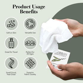 Herban Essentials wipes packed in a travel bag for on-the-go refreshment benefit