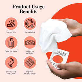 Herban Essentials wipe in use on hands for gentle cleansing and moisturization