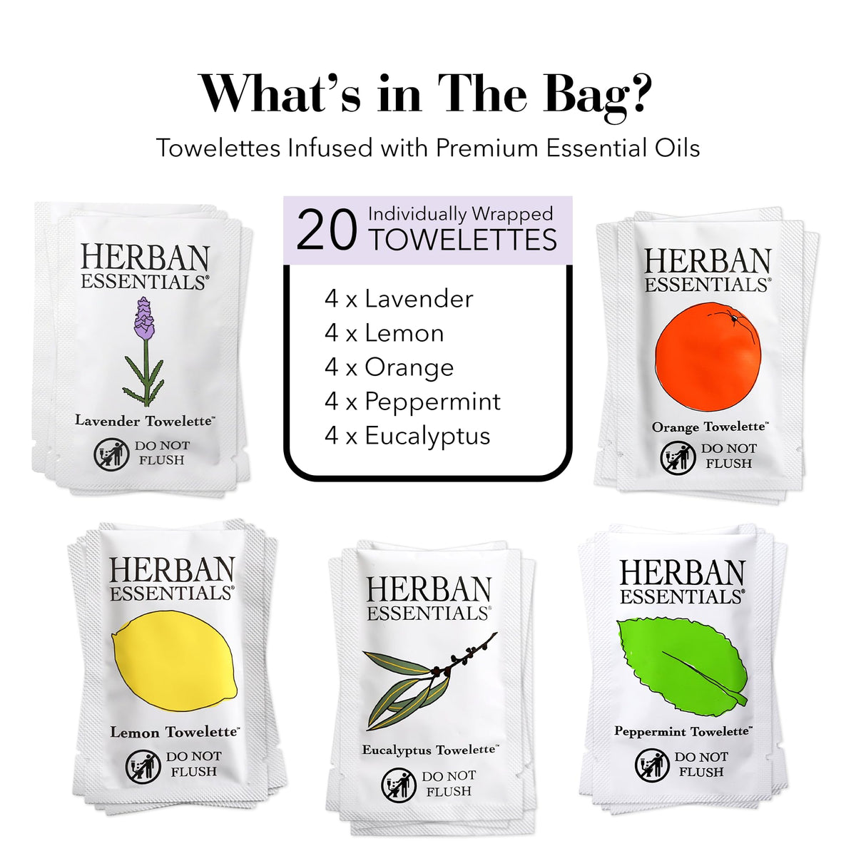 Herban Essentials single opened wipe demonstrating moist, ready-to-use convenience