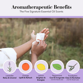 Herban Essentials wipe in hand illustrating gentle cleansing and quick refresh