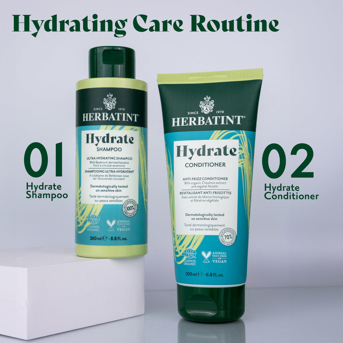 Herbatint in-shower usage on wet hair demonstrating hydrated results