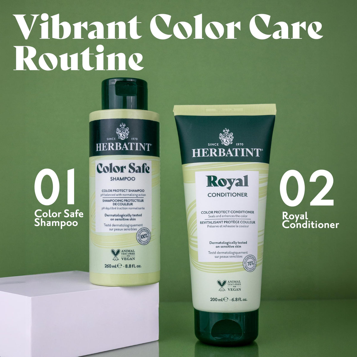 Herbatint bottle in hand to show 8.8 fl oz size and portability
