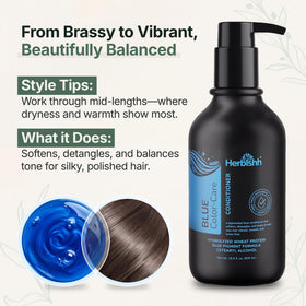 Herbishh conditioner applied to wet hair for detangling and toning