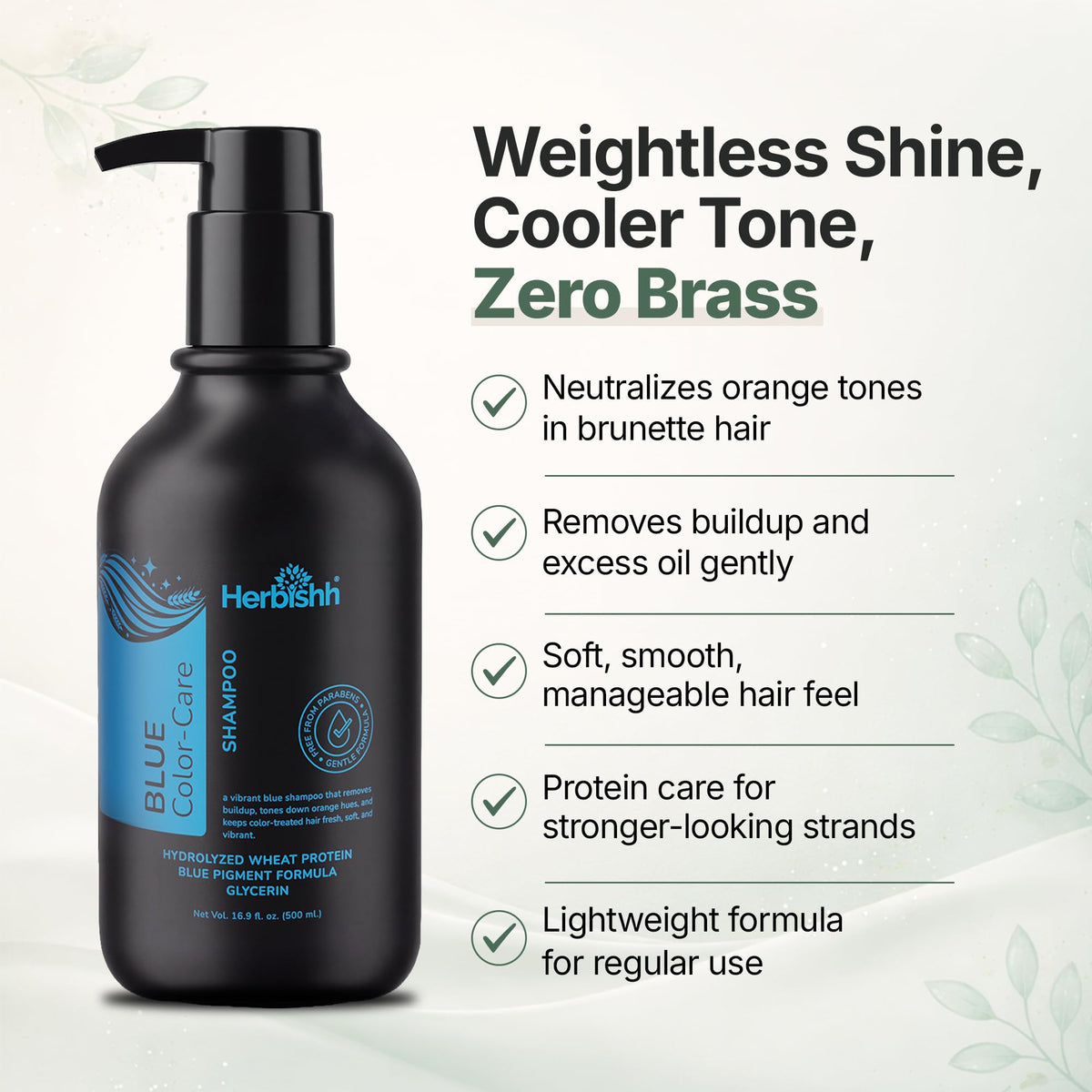 Herbishh creamy blue lather texture highlighting gentle conditioning