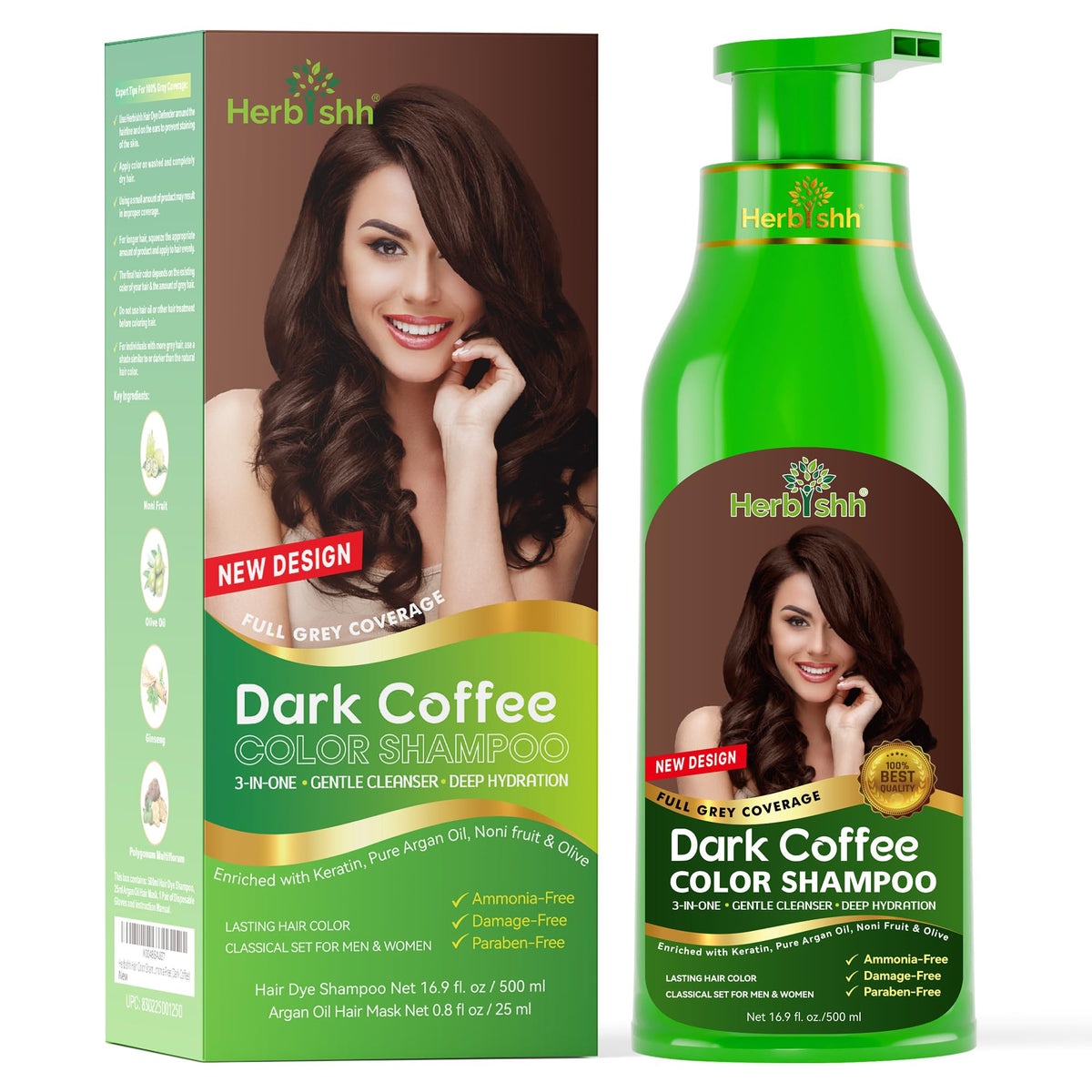 Herbishh Dark Coffee front bottle shown clearly for quick identification and benefit