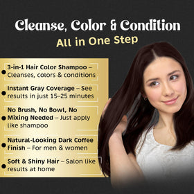 Herbishh Dark Coffee applied to wet hair showing simple at-home use benefit