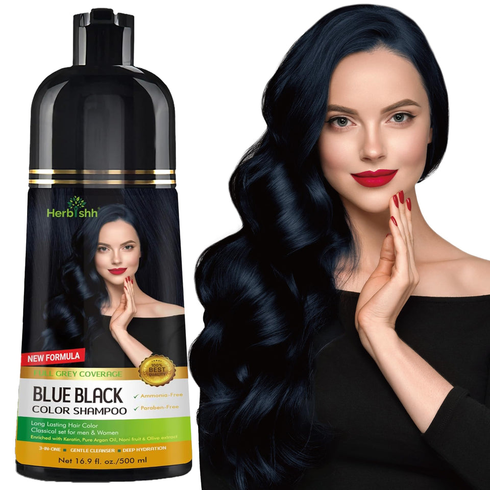 Herbishh front packaging showing blue black bottle and key benefits