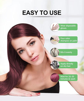 Herbishh rich lather on hair illustrating gentle cleansing and color deposit