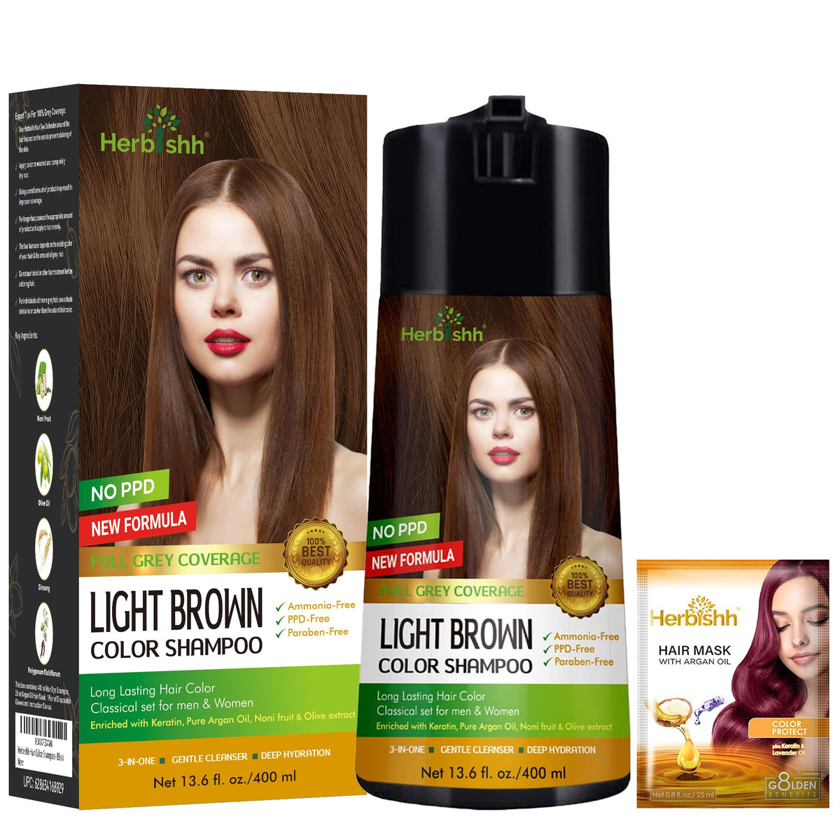 Herbishh front packaging light brown for easy product ID and confidence