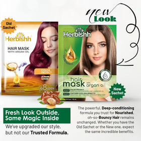 Herbishh pouch close-up highlighting argan oil label and benefits