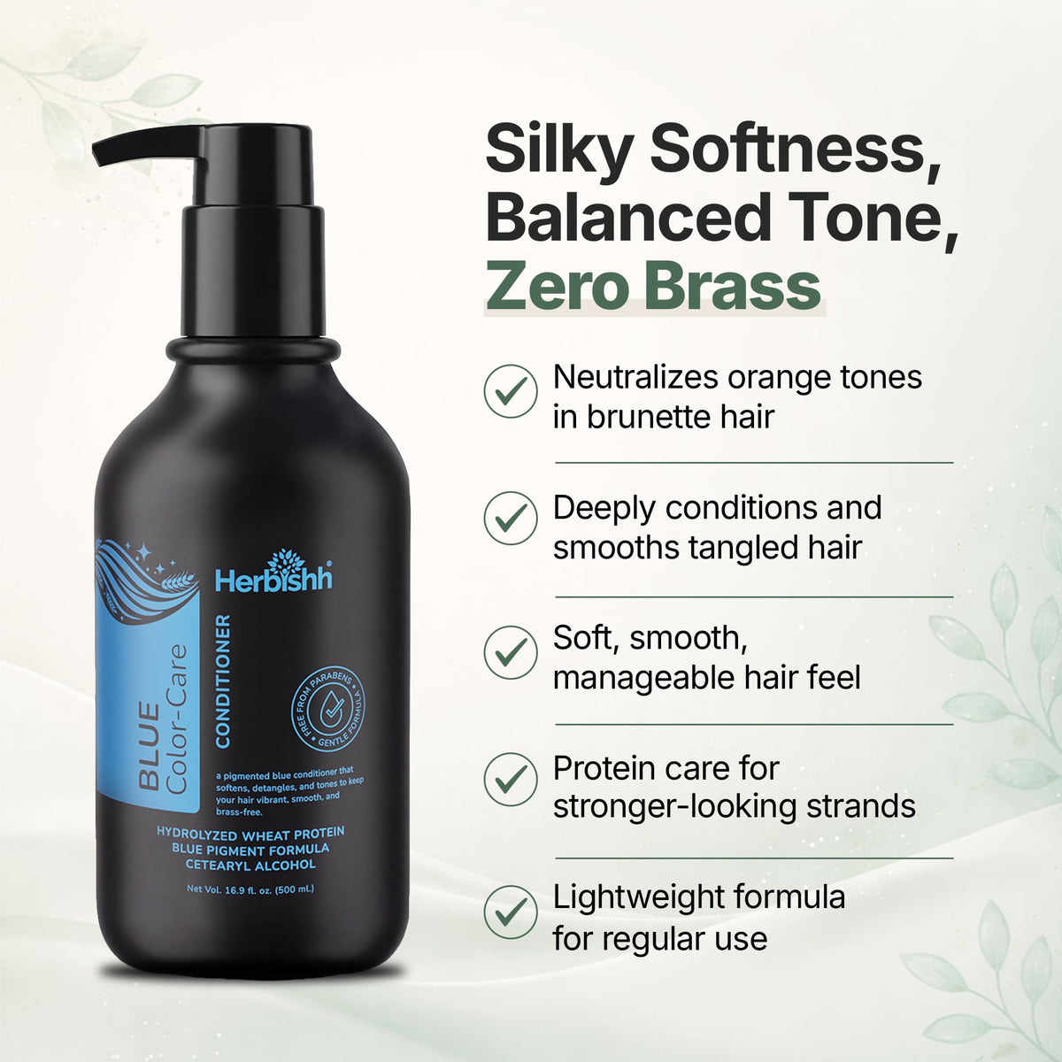 Herbishh label close-up highlighting ingredients and color benefits