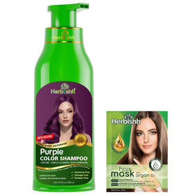 Herbishh front bottle showing purple shade and label, conveys easy gray coverage