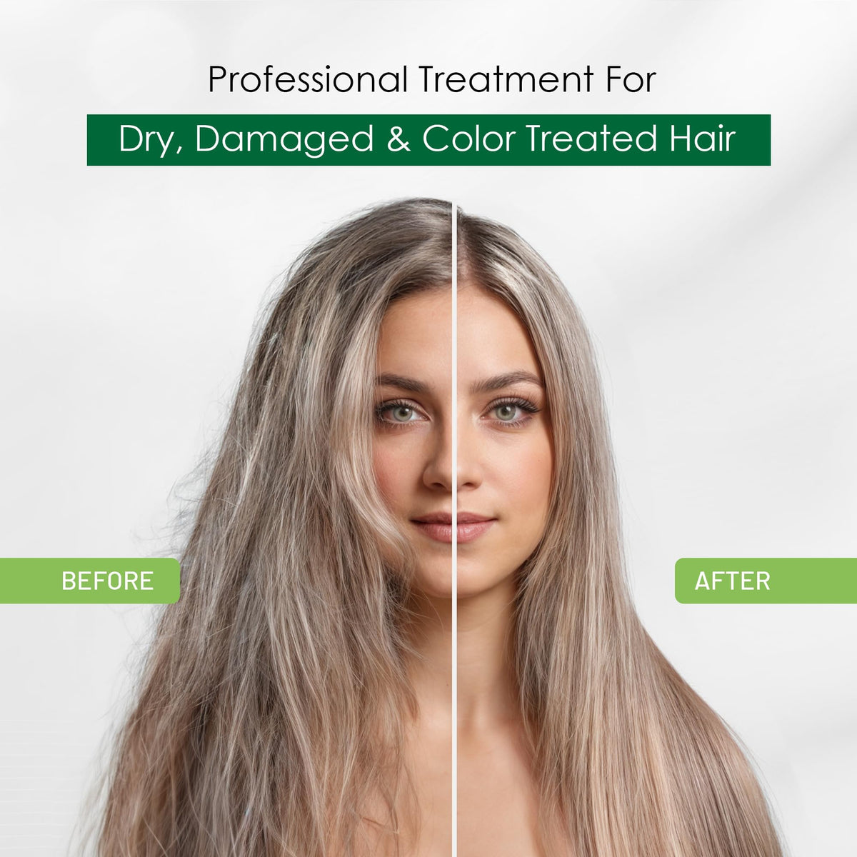 Shiny, detangled hair after Herbishh treatment showing visible softness