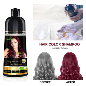 Herbishh shampoo texture lather close-up showcasing burgundy pigment and conditioning feel