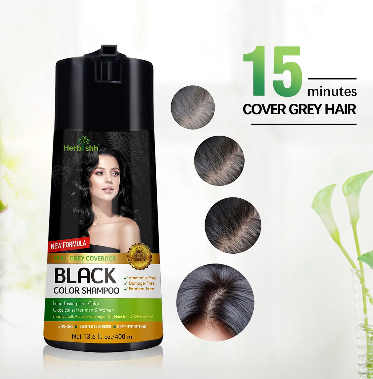Herbishh lather texture on hair showing smooth coverage benefit