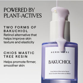 HERBIVORE dropper releasing serum, showing lightweight texture for quick absorption