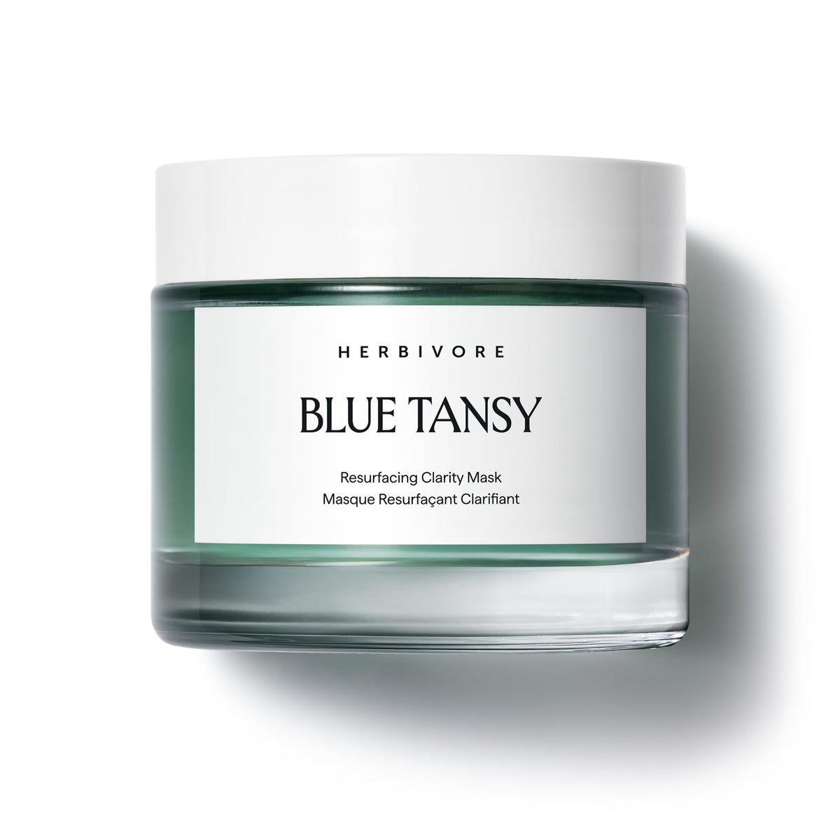 HERBIVORE front jar packaging showing label and 60 mL size, clear product identity and benefit