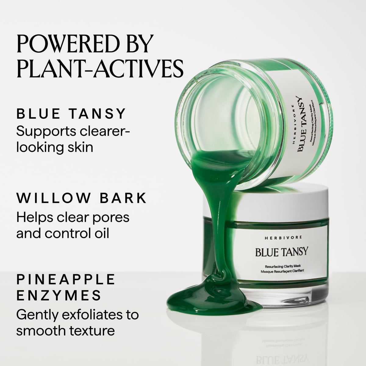 HERBIVORE application on cheek demonstrating even spread and pore-clearing benefit