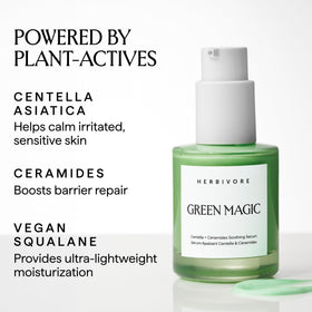 HERBIVORE close-up of Cica leaves highlighting plant-derived calming benefit