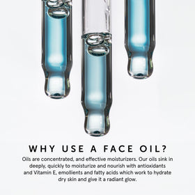 HERBIVORE hand applying drops to cheek demonstrating quick absorption and non-greasy feel