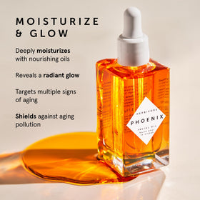 HERBIVORE Phoenix oil texture close-up, shows lightweight absorbent finish for hydration