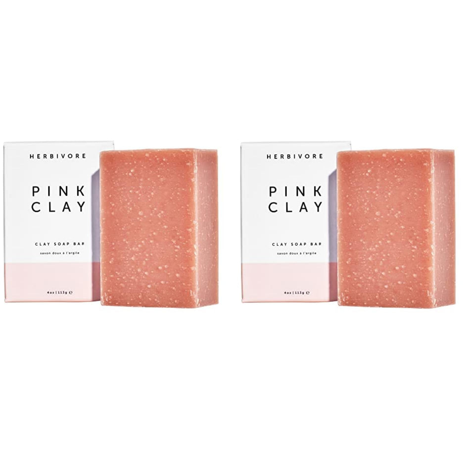 HERBIVORE pink clay bar front packaging showing clean branding and ingredient callouts