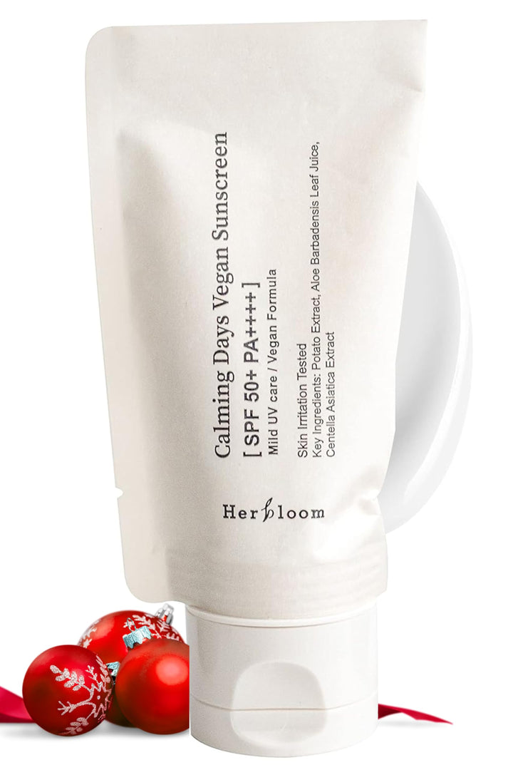 Herbloom front packaging showing sunscreen tube and benefits for soothing hydration