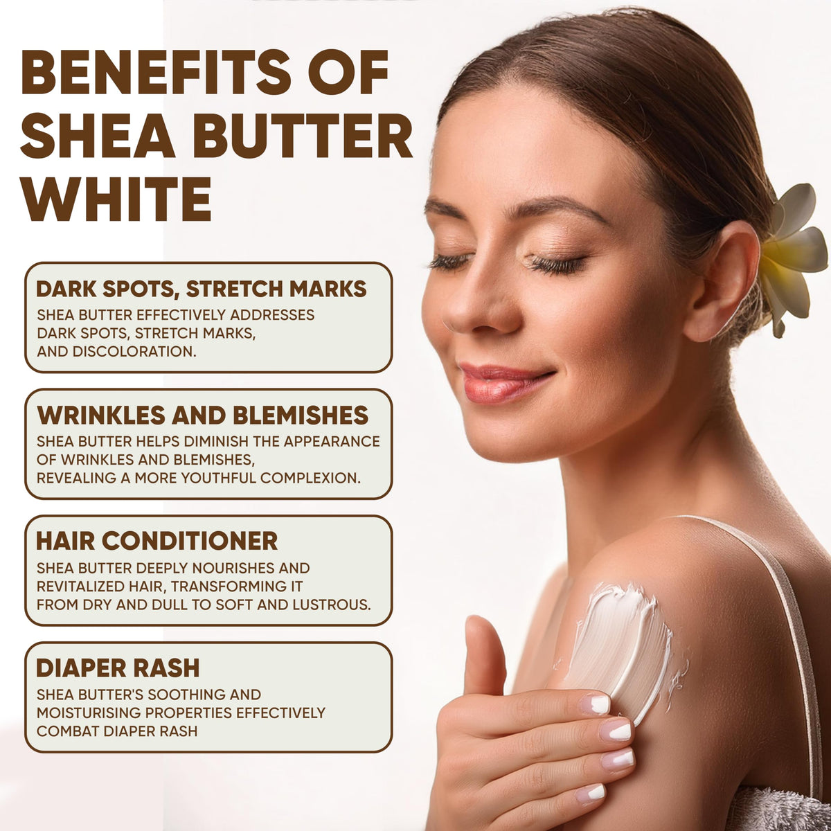 HERBOGANIC shea butter texture close-up illustrating creamy consistency and easy absorption benefit