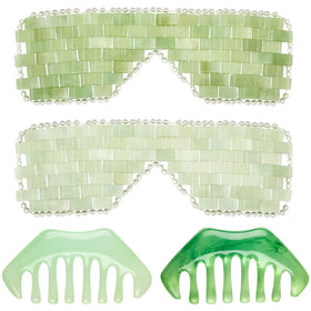 Hercicy front packaging displaying jade eye masks and scalp combs for gift-ready self-care