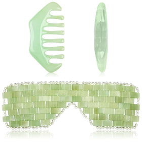 Hercicy jade eye mask front view showing coverage and cooling benefit
