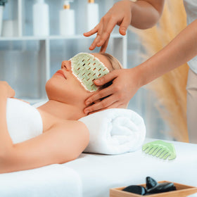 Hercicy jade eye mask chilled with size comparison for travel readiness