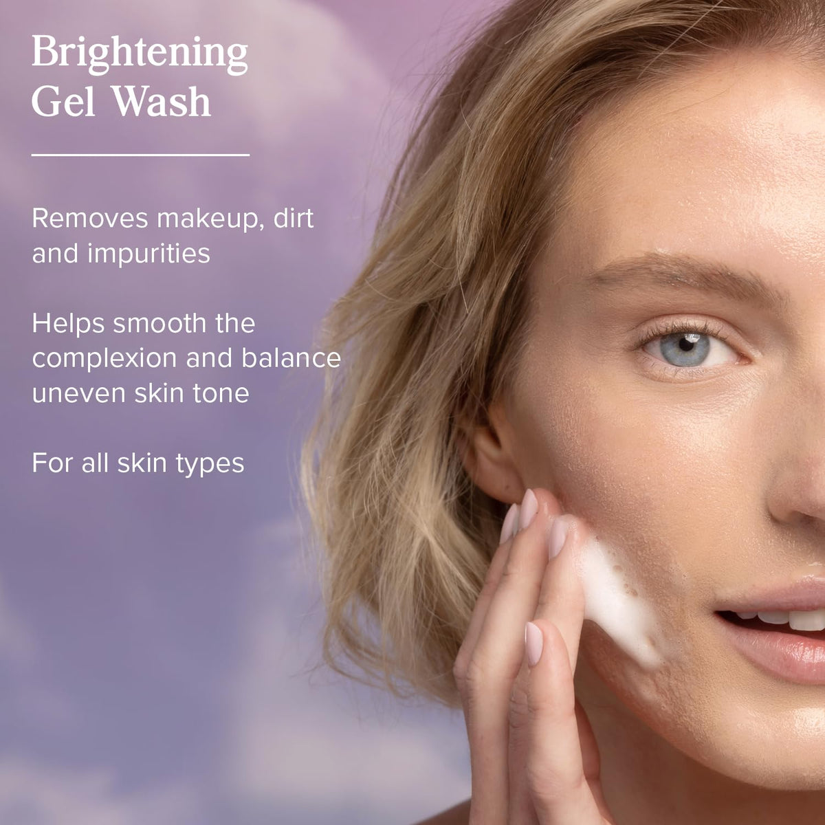 HERITAGE STORE clear gel texture on fingertip, shows gentle exfoliating consistency
