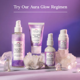 HERITAGE STORE Aura Glow lifestyle image applying cream under eye before makeup to reduce puffiness