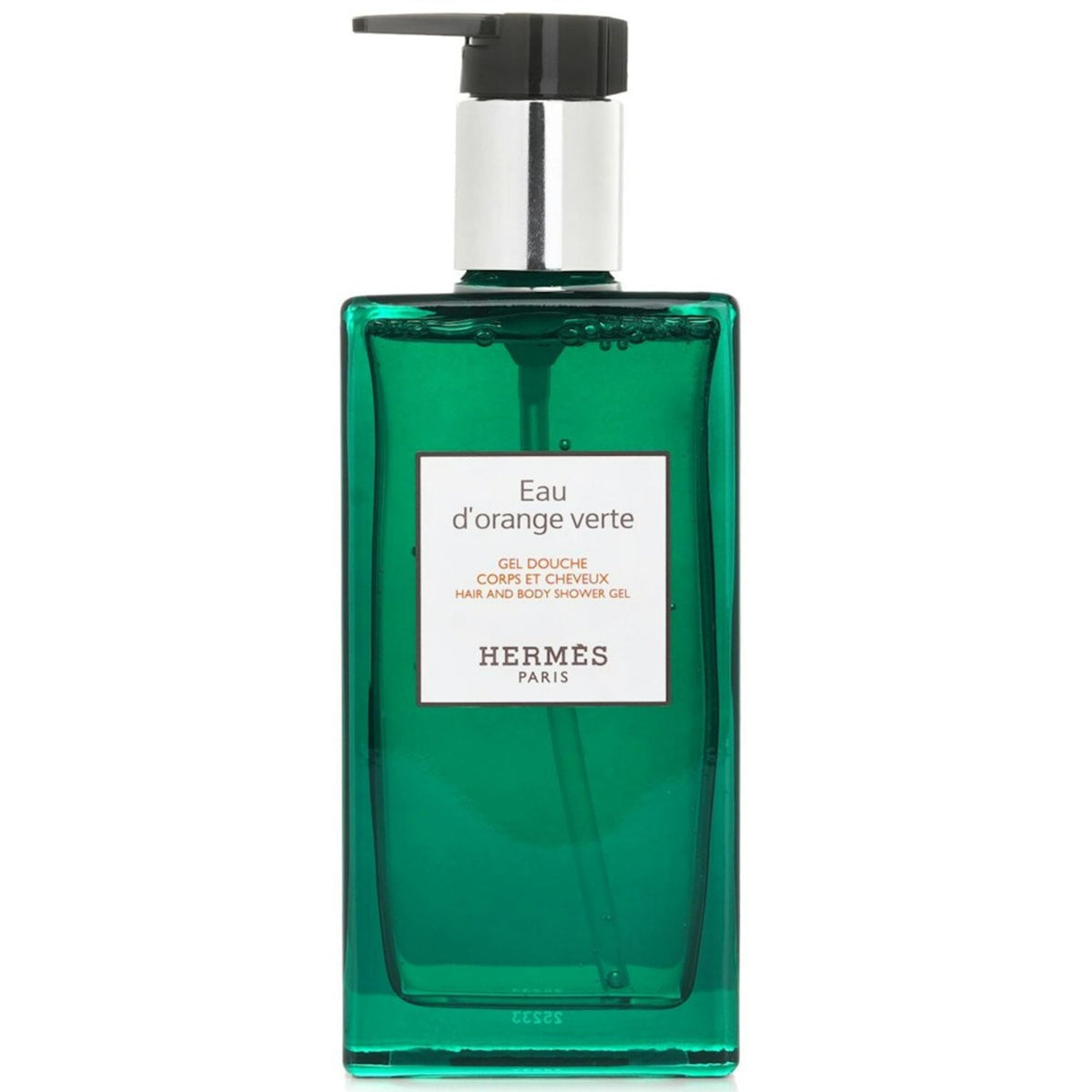 Hermès bottle front packaging showing 200ml label and citrus branding for grooming convenience