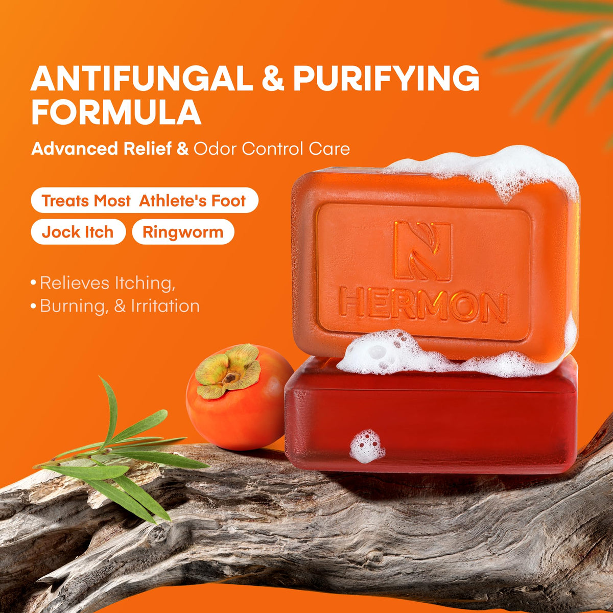 Hermon soap bar close-up texture highlighting smooth, moisturizing surface