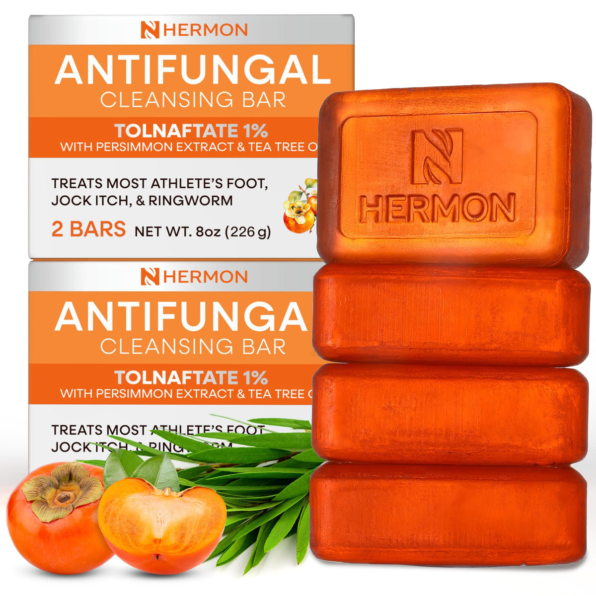 Hermon branded front packaging showing four medicated bars and benefits