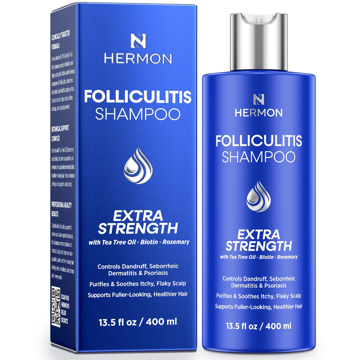 Hermon front bottle showing packaging and clear benefit for scalp care