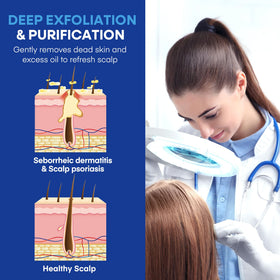 Hermon shampoo in use with scalp massage to reduce itch and flakes