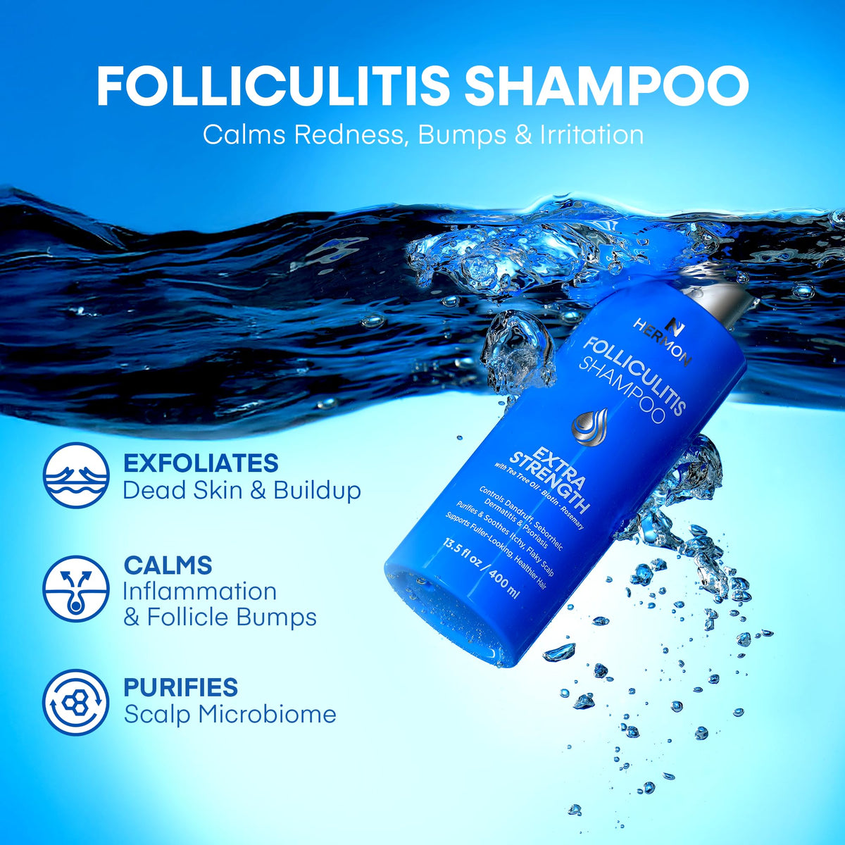 Hermon ingredients display with salicylic acid and biotin for scalp renewal