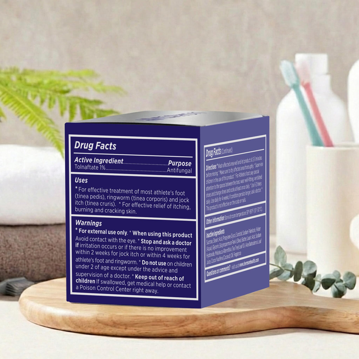 Hermon ingredient label detail showing vitamin E and plant oils for soothing