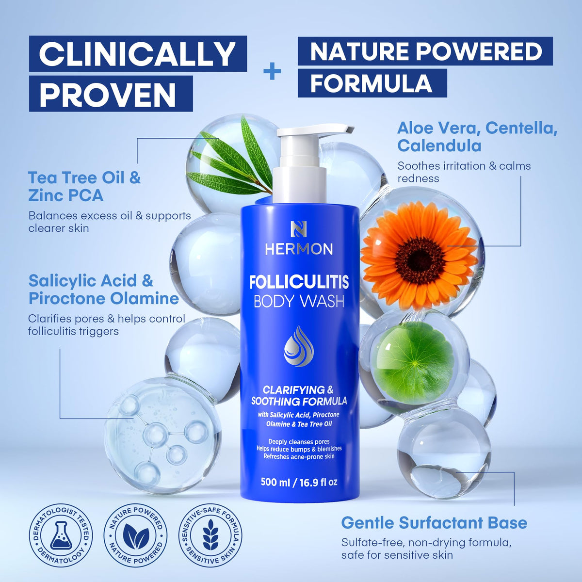 Hermon salicylic acid visual representing exfoliating action for smoother-feeling skin