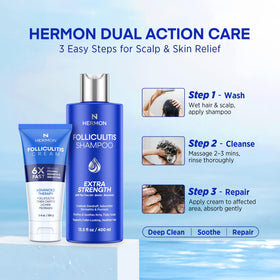 Hermon shampoo bottle label highlighting gentle cleansing benefit