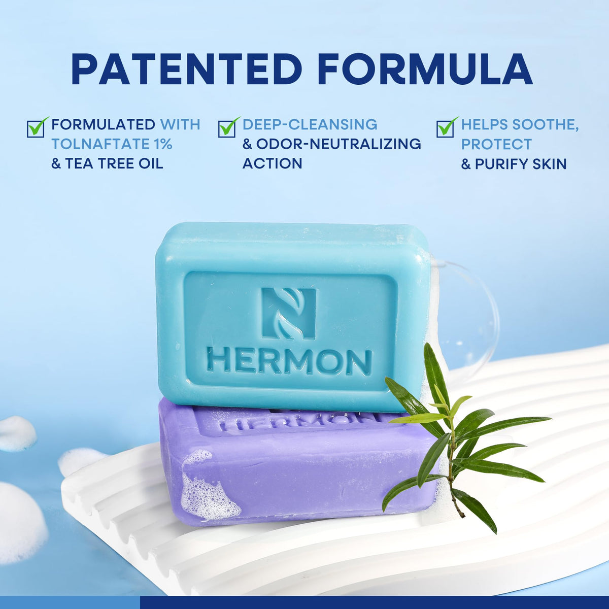 Hermon lather in hand demonstrating rich foam and coverage