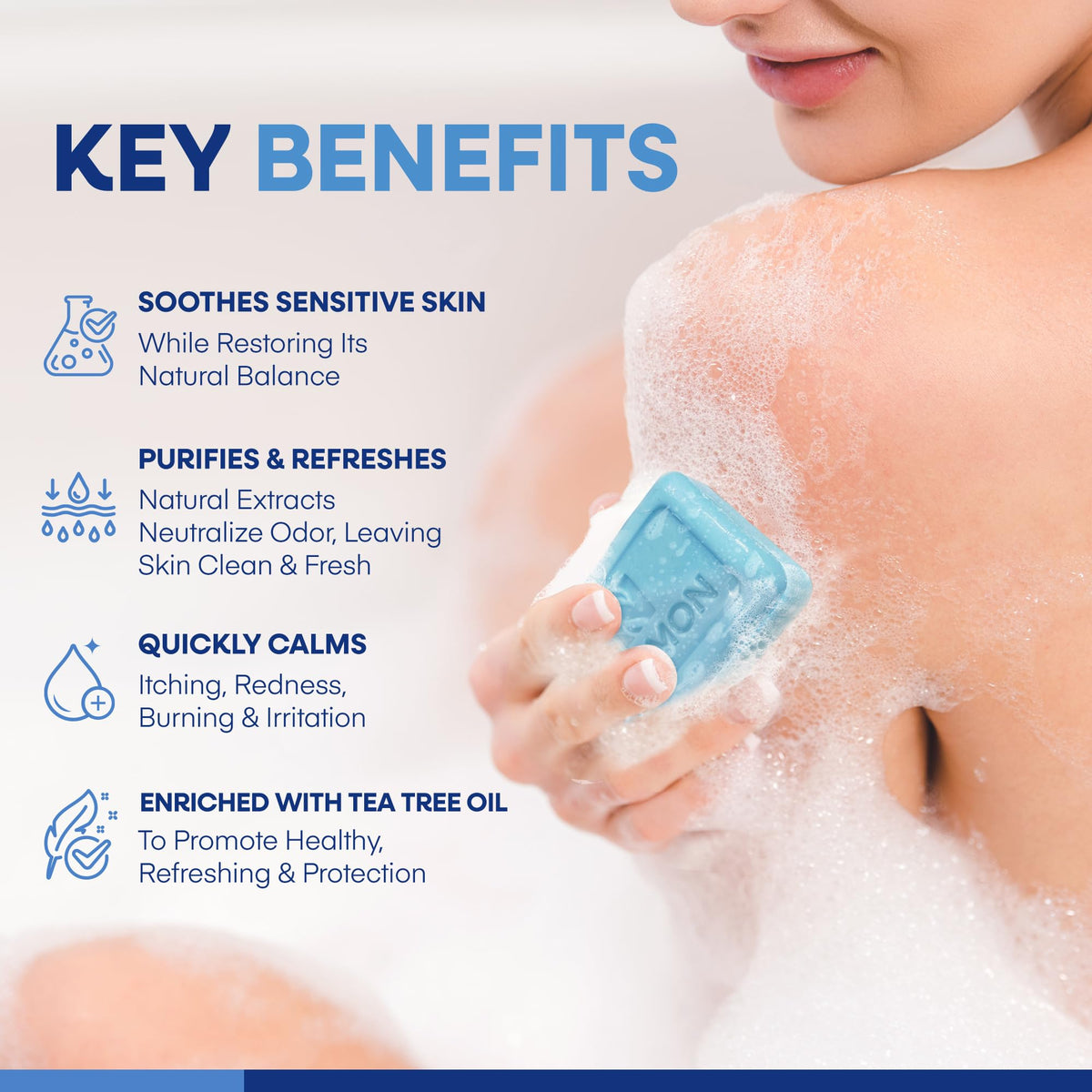 Hermon soap applied to foot to ease athlete's foot discomfort