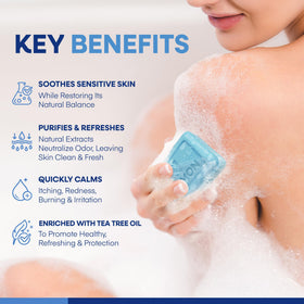 Hermon soap applied to foot to ease athlete's foot discomfort