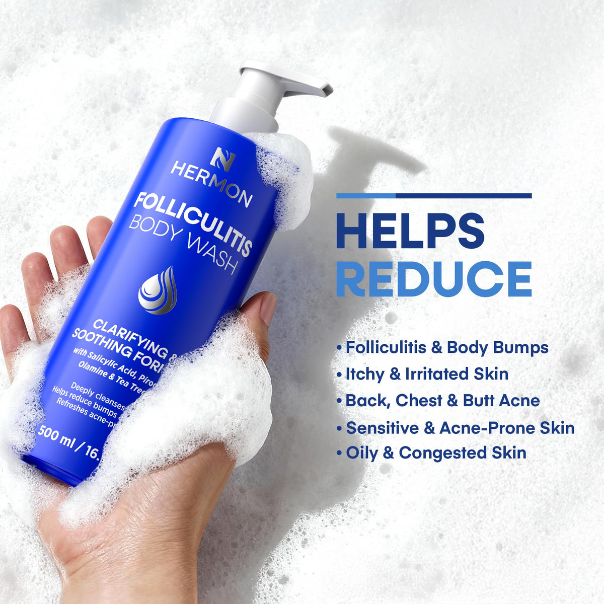 Hermon tea tree ingredient spotlight with leaves conveying refreshing, clarifying benefit