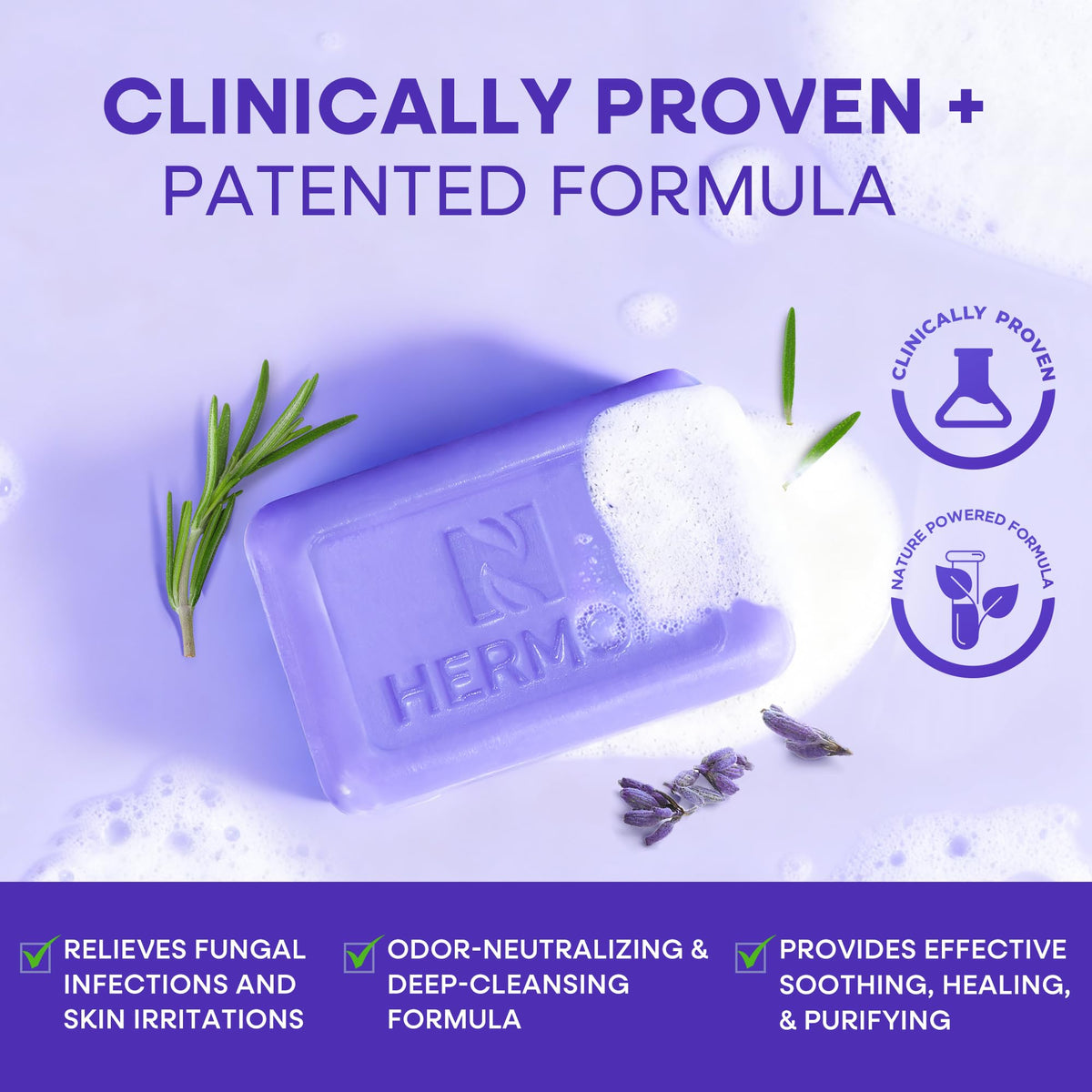 Hermon rich foam lather demonstrating gentle cleansing and moisturizing action